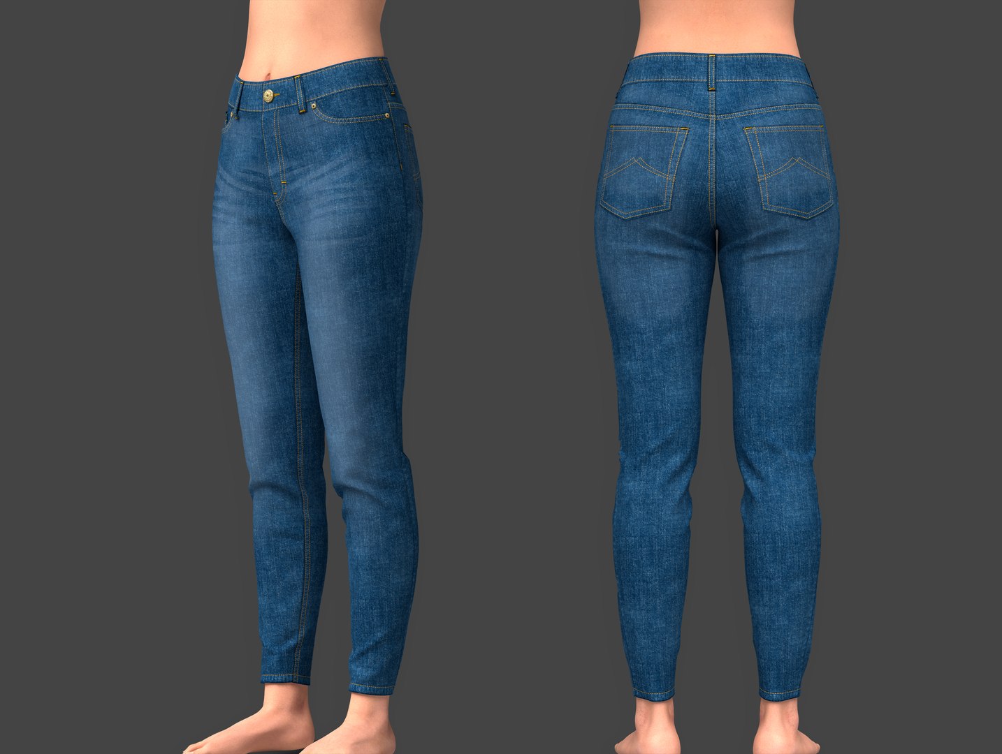 3D model Female Blue Jeans Pants Style 1 VR / AR / low-poly