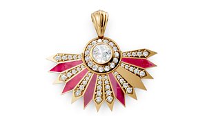 Enamel diamond pendant