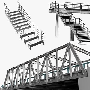 Bridges Overpass and Stairs Bundle 3D model