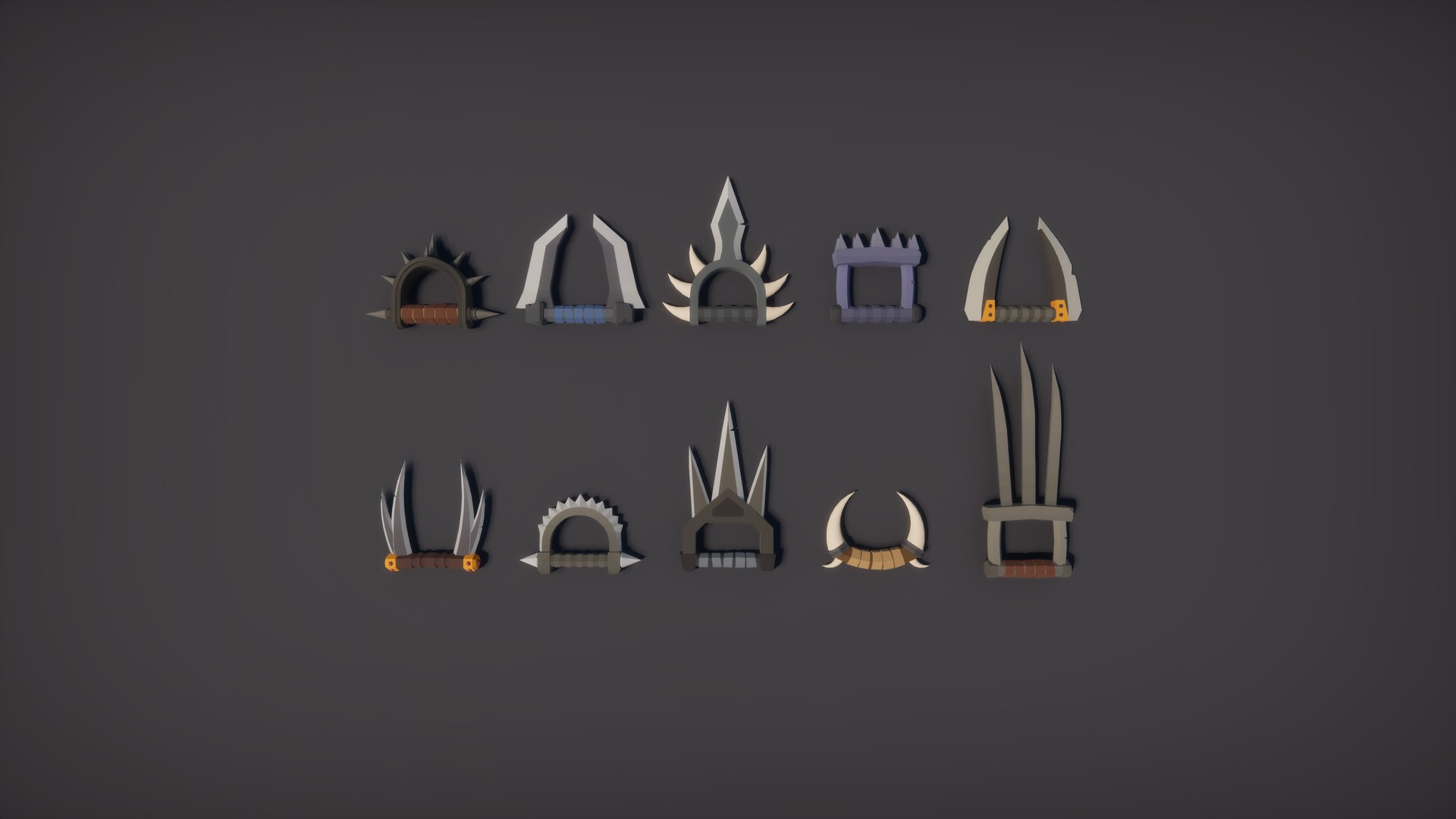 3D Low Poly RPG Fantasy Weapons https://p.turbosquid.com/ts-thumb/o2/sauKBg/pi/8/png/1657207038/1920x1080/fit_q87/f8ee574d55865a9a430bae86cee017dbbdaa4b42/8.jpg