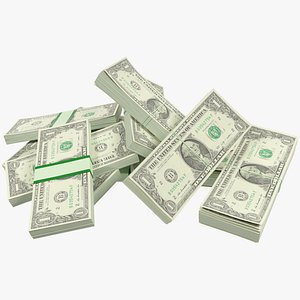 3D pile dollars bills banknotes