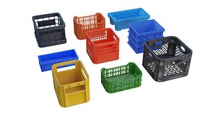 plastic crates pack 3D model