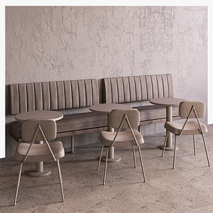 3D Cafe Seating Area 9