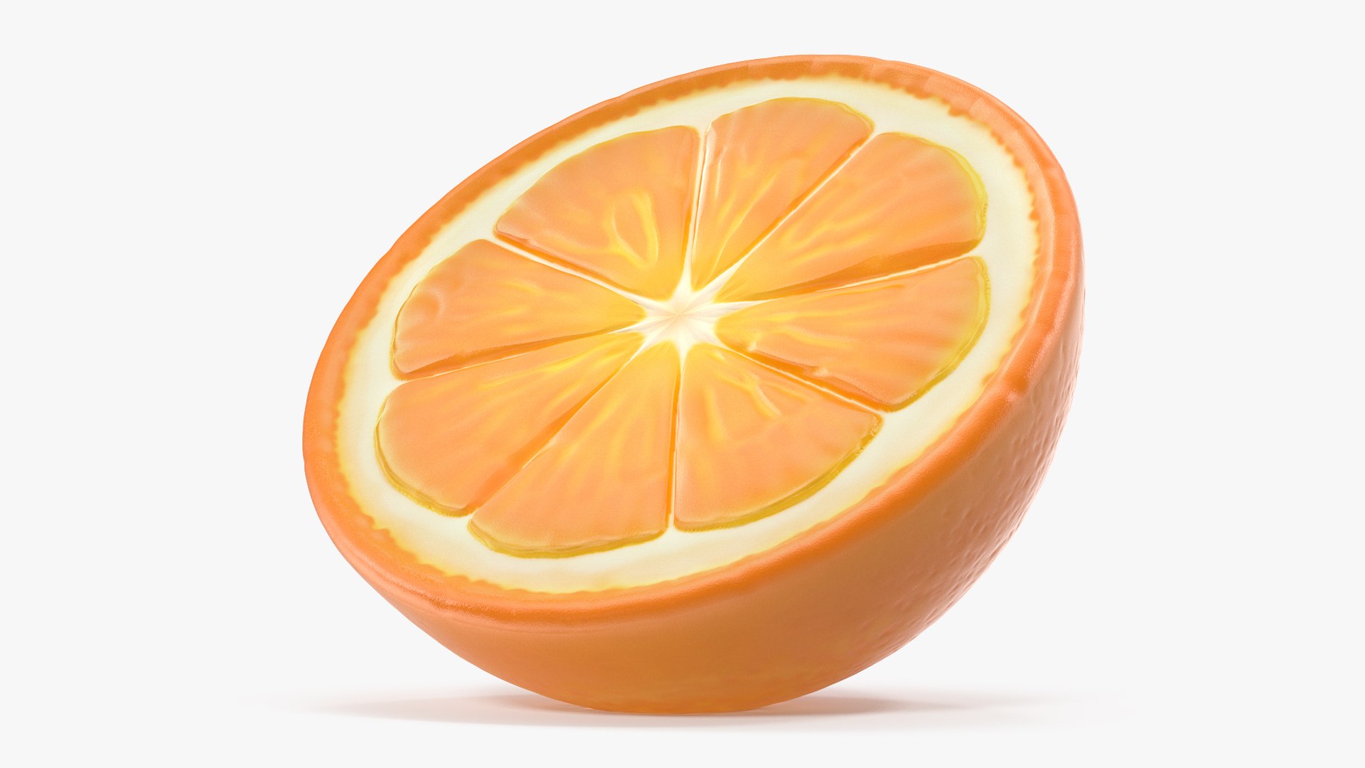 Half Fresh Orange Fruit Cartoon 3D model preview