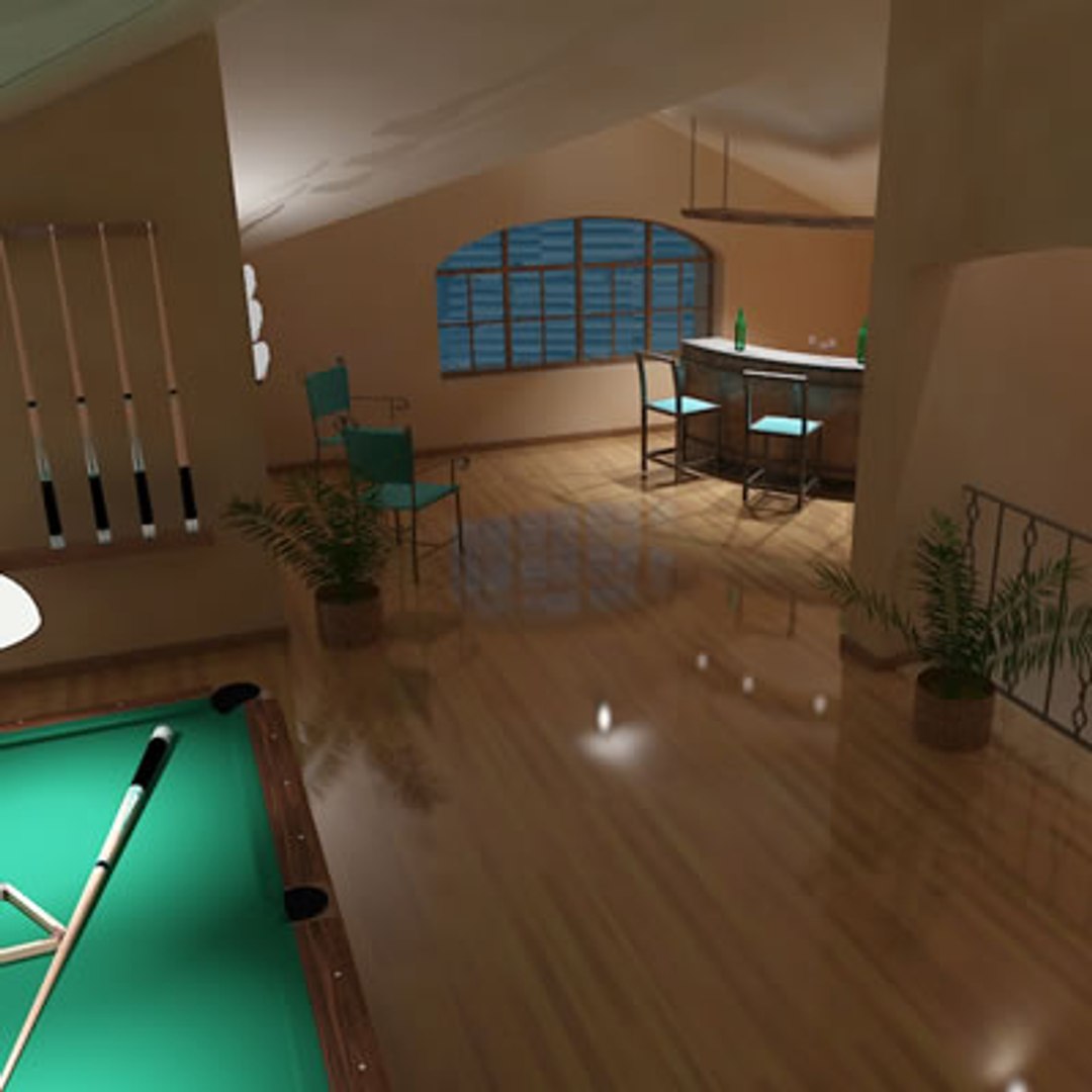 3d Model Of Penthouse Bar Interior