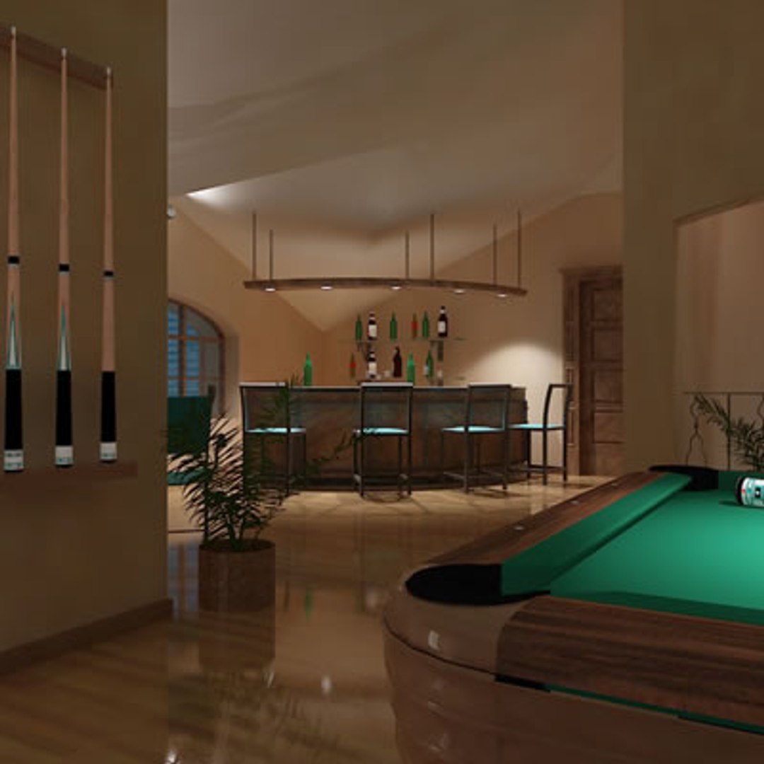 3d Model Of Penthouse Bar Interior