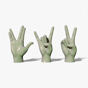Hands in three poses 3D model