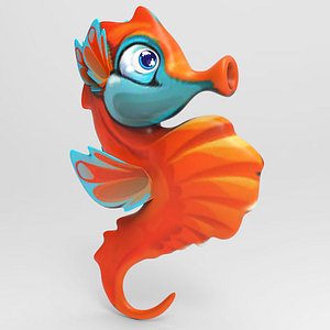 seahorse cartoon sea 3D model