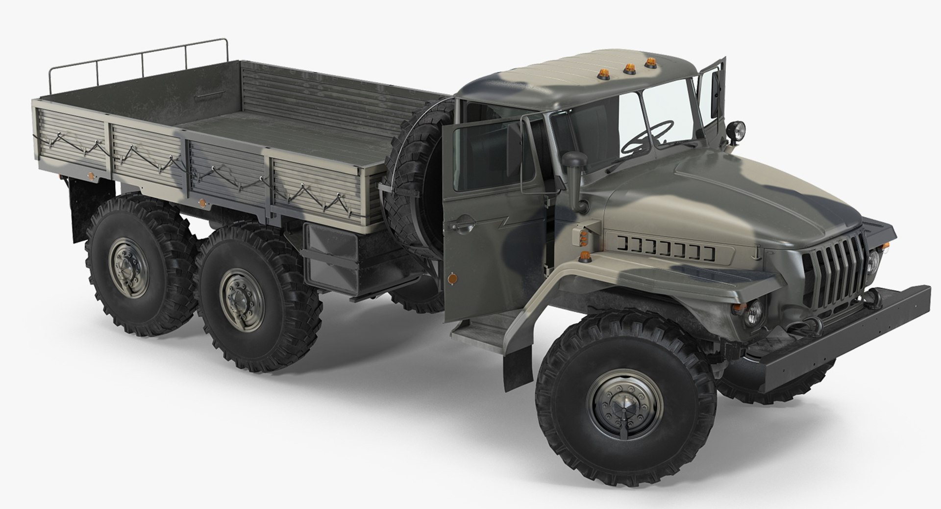 URAL 4320 Russian Cargo 6x6 Truck Rigged 3D model preview