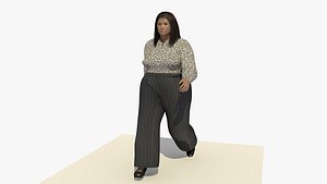 Animated Walking Asian Fat woman