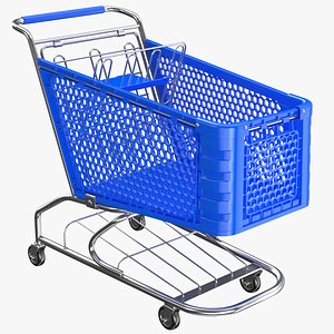 3D model Detailed Blue Shopping Cart