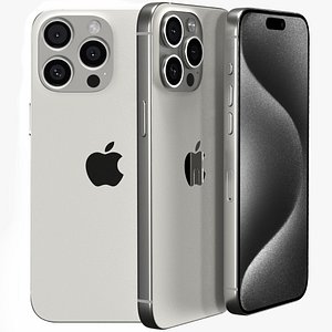 3D model iPhone 15 Pro Max White Titanium