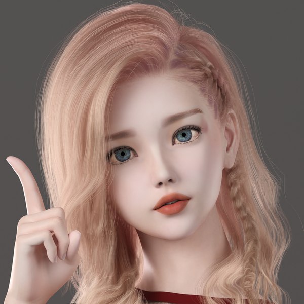 A blonde girl posing 3D model