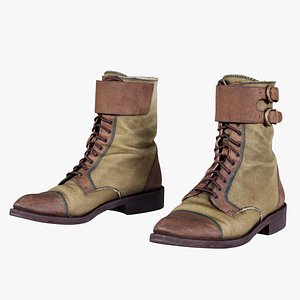 Green and Brown Leather Boots Walking Hiking Remastered