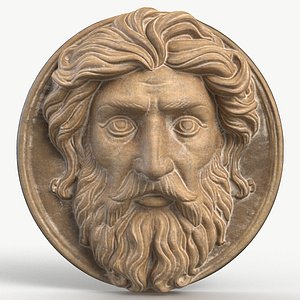 Greek God Face Relief 4 Textured 3D