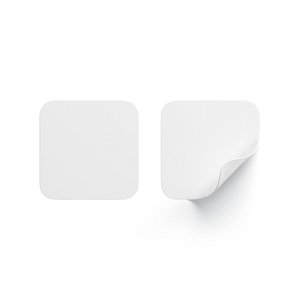 Two White Square Stickers - smooth and curled corners adhesive label 3D model