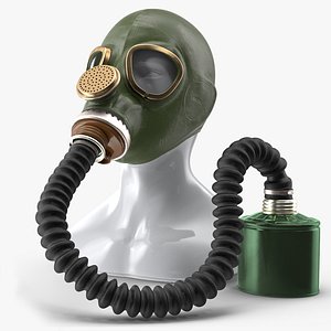 green gas mask long 3D model