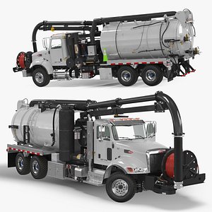 Peterbilt Sewer Cleaner Hydro Excavation Rigged for Cinema 4D