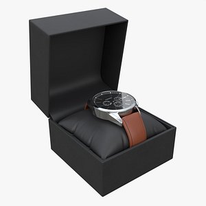 3D Wristwatch with Leather Strap in box 02