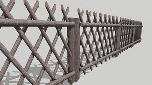 Modular Wooden Fence 3 model