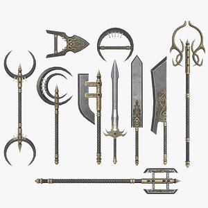 3D Dark fantasy weapon collection model