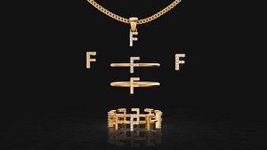 letter f set 3D
