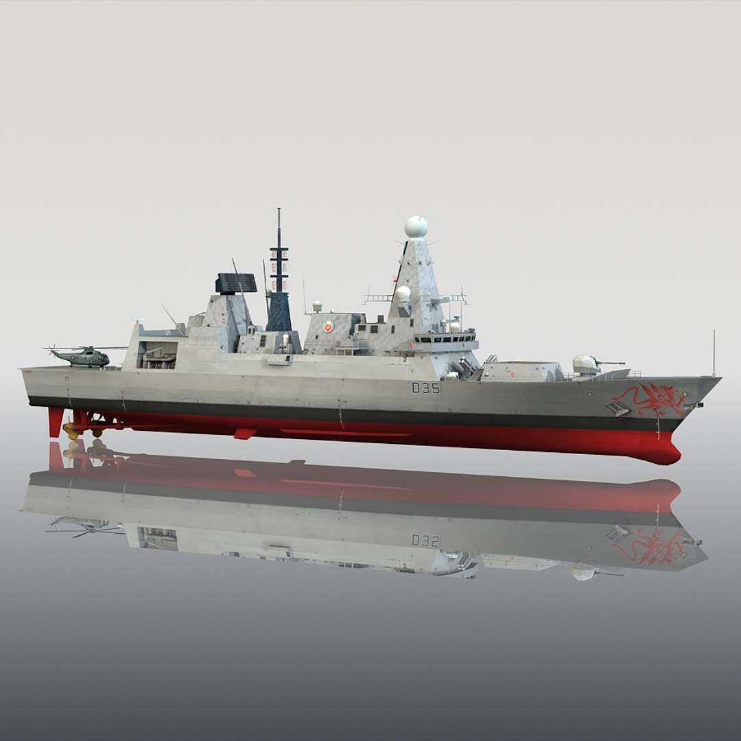 3d model hms dragon d35 type 45