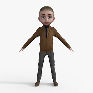 Cartoon Man in Leather Jacket 3D model