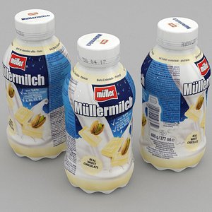 dairy bottle mullermilch white 3D model