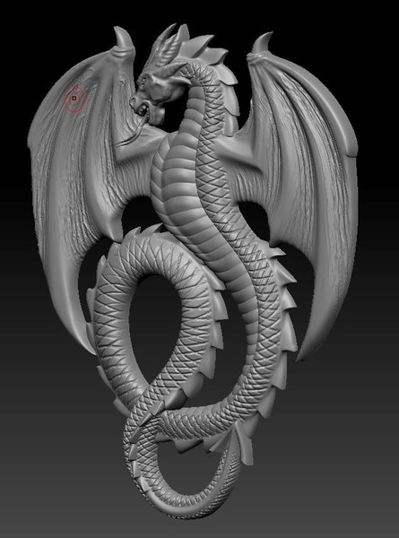 3d bas-relief dragon