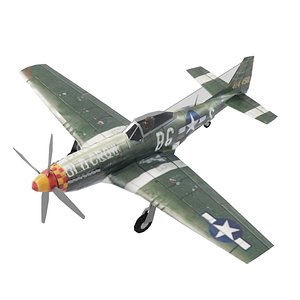 3D North American P-51D Mustang lowpoly fighter