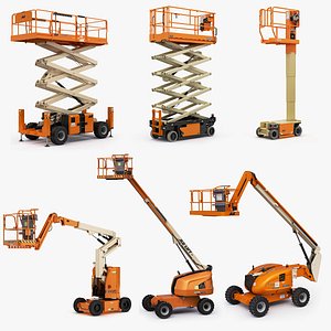 Collection JLG Scissor Lift and Telescopic Boom Lift Platform Rigged 600AJ 400S 430LRT 4045R
