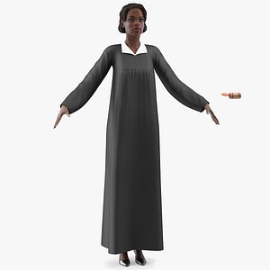 3D dark skin judge woman rigged model