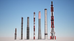 Industrial Chimney Pack 3D model