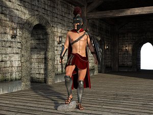 3D Spartan Warrior Rigged Low-poly model