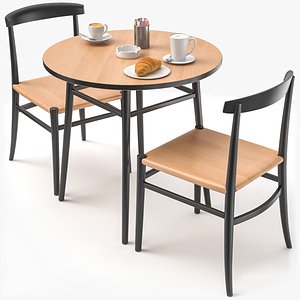 Coffee Shop Or Restaurant Table Set 3D Model 3D model