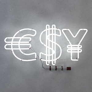 3D neon fluorescent light dollar symbol