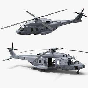 NH90 Naval Utility Helicopter Light Grey with Interior Rigged for Cinema 4D model