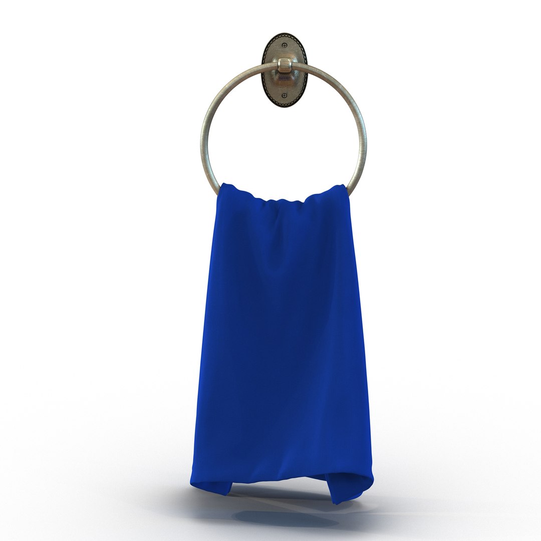 Hanging Bathroom Towel 2 Blue 3D Model 3D model preview