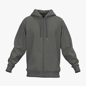 Male zipper hoodie 3D