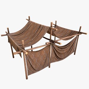3D model Desert Nomad Tent Stalls Medieval Merchant Bazaar Stand