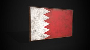 Old Picture Frame With Bahrain Flag - Game Ready Low-poly 3D model