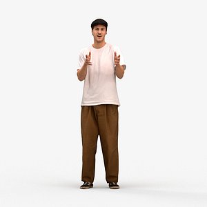 00553Jason005 - Adult Caucasian man talking in public wearing transitional seasonal clothing