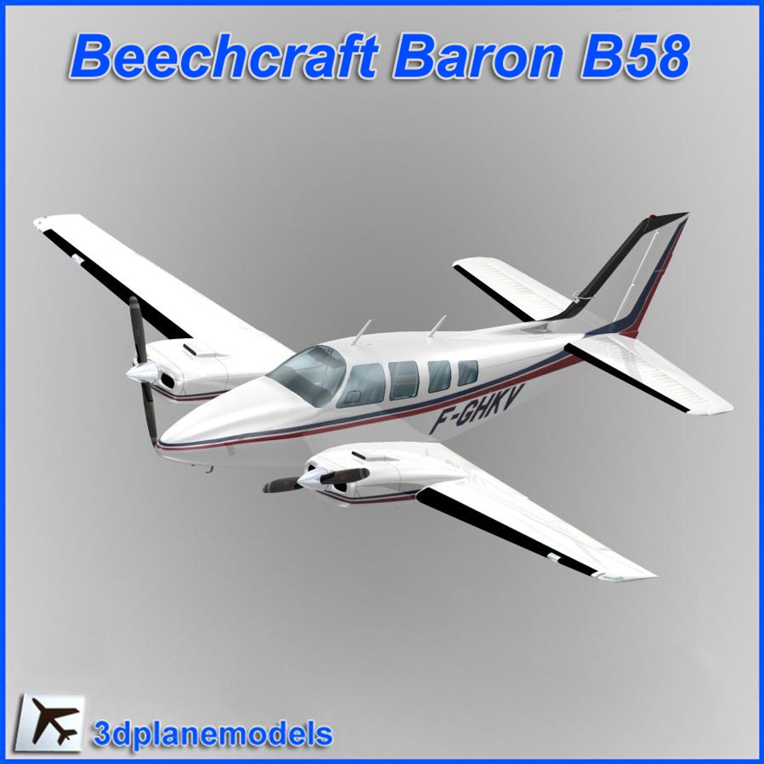 beechcraft baron b58 private 3d max