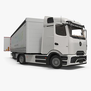 Mercedes eActros 600 Long Haul Semi With Trailer White Rigged