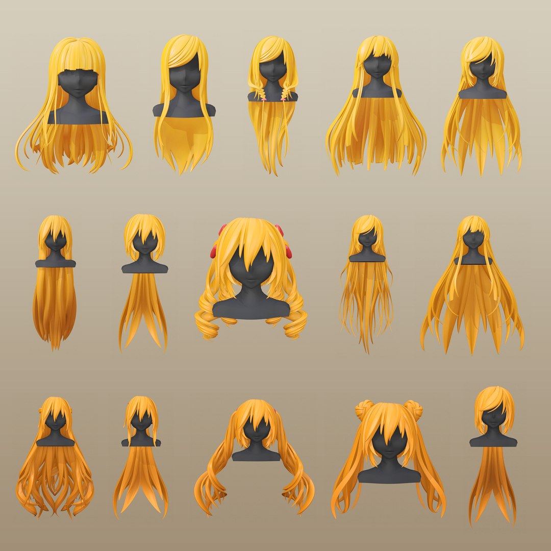 3D girl hair anime - TurboSquid 1464441