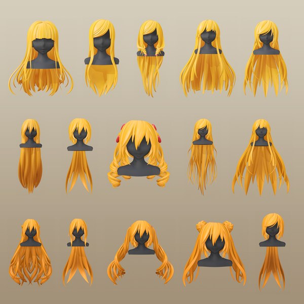 Female Anime Hairstyle Collection | 3D model