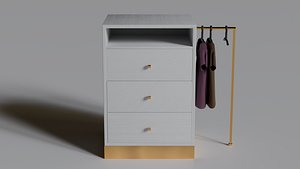 3D Nightstand with Clothes Rack 01 model