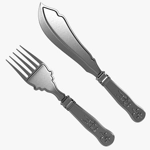 3d model silver cutlery
