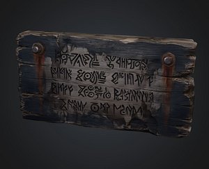 3D Stylized Ancient Rune Wooden Signboard - Dark Fantasy Prop model